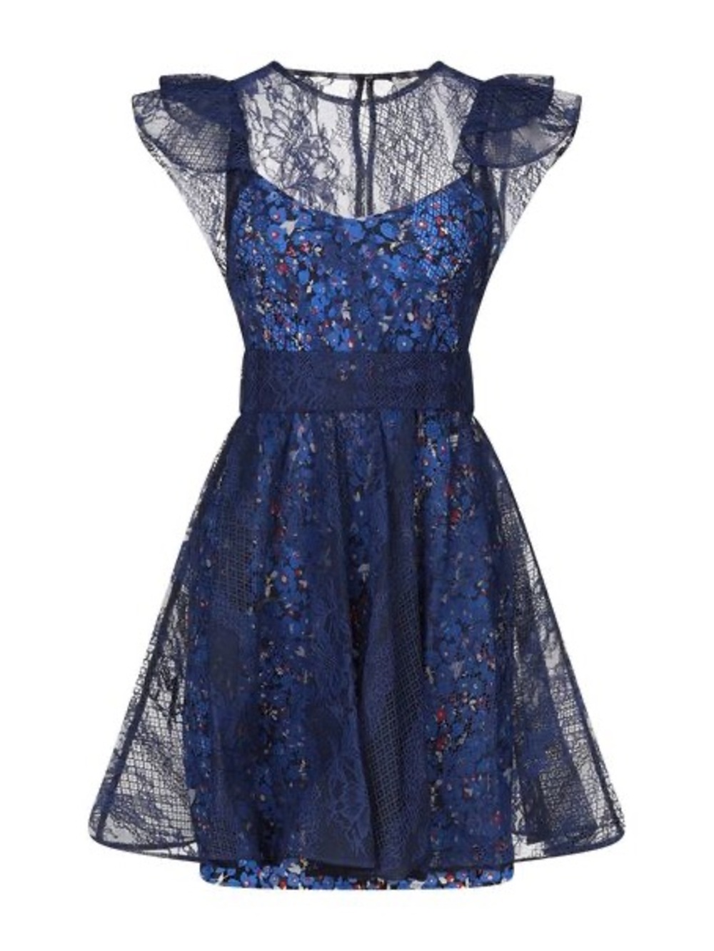Maje Navy Raspail Floral Lace Fit-and-Flare Dress NWT Sz 3 / M-L